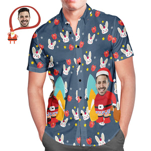 Custom Santa's Face All Over Print Christmas Hawaiian Shirt Christmas Gift for Him - MyHawaiianShirtsAU