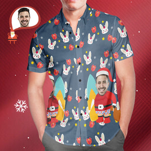 Custom Santa's Face All Over Print Christmas Hawaiian Shirt Christmas Gift for Him - MyHawaiianShirtsAU