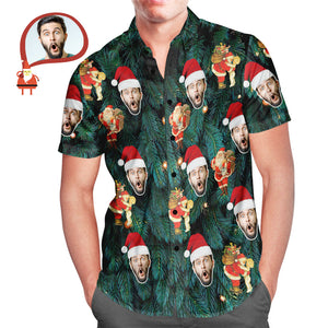 Custom Face Men's All Over Print Christmas Tree Style Hawaiian Shirt Christmas Gift - MyHawaiianShirtsAU