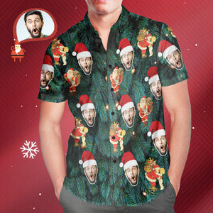 Custom Face Men's All Over Print Christmas Tree Style Hawaiian Shirt Christmas Gift - MyHawaiianShirtsAU