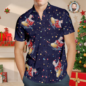 Custom Face Hawaiian Shirt Personalised Santa Claus Funny Christmas Shirts For Men - MyHawaiianShirtsAU