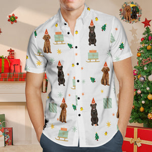 Custom Face Hawaiian Shirt Funny Pet's Photo Christmas Shirt Gift For Men - MyHawaiianShirtsAU