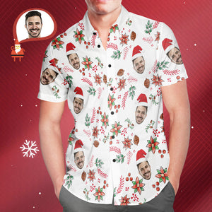Custom Face Christmas Pattern Hawaiian Shirts Funny Personalised Photo Hawaiian Shirt For Men - MyHawaiianShirtsAU