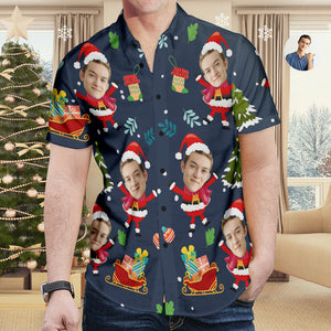 Custom Face Hawaiian Christmas Shirt Cute Santa Claus Hawaiian Shirt Christmas Gift for Men - MyHawaiianShirtsAU