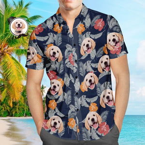 Custom Face Hawaiian Shirt Tropical Shirt Personalized Dog Face Hawaiian Shirt Holiday Gift - MademineAU