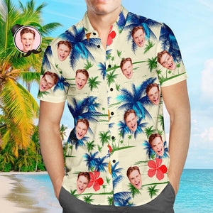 Custom Face Hawaiian Shirt Tropical Plants Beach Shirt Holiday Gift - MademineAU