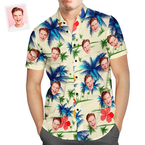 Custom Face Hawaiian Shirt Tropical Plants Beach Shirt Holiday Gift - MademineAU