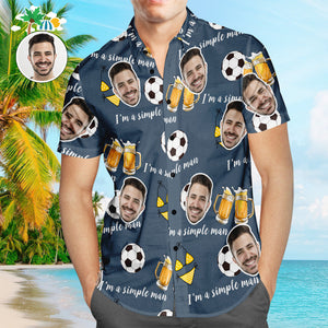 Custom Face Soccer Pattern Hawaiian Shirt Beer Beach Shirt for Soccer Lovers - MademineAU