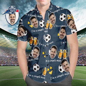 Custom Face Soccer Pattern Hawaiian Shirt Beer Beach Shirt for Soccer Lovers - MademineAU