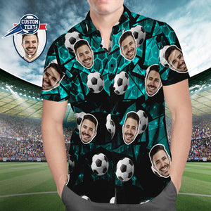 Custom Face Soccer Pattern Hawaiian Shirt Retro Beach Shirt for Soccer Lovers - MademineAU