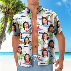 Custom Face Hawaiian Shirt Personalized Coconut Tree Pattern Hawaiian Shirt - MadeMineAU