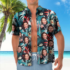 Custom Face Hawaiian Shirt Floral Pattern Hawaiian Shirt for Him - MadeMineAU