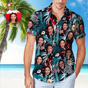 Custom Face Hawaiian Shirt Floral Pattern Hawaiian Shirt for Him - MadeMineAU