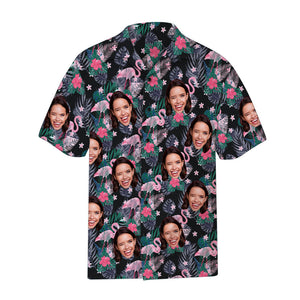 Custom Face Flamingo Hawaiian Shirt Floral Pattern Hawaiian Shirt - MadeMineAU