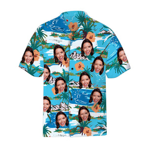Custom Face Coconut Tree Pattern Hawaiian Shirt Men's Popular All Over Print Shirt - MadeMineAU