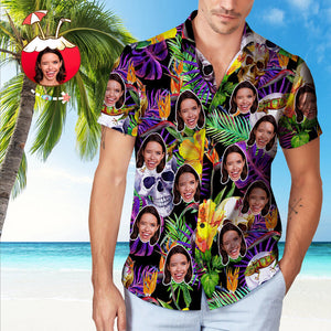 Custom Face Hawaiian Shirt Skull Pattern Hawaiian Shirt for Him - MadeMineAU