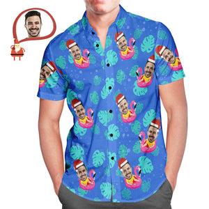 Men's Custom Face Santa Pool Party Hawaiian Shirt Personalised Christmas Gift - MyHawaiianShirtsAU