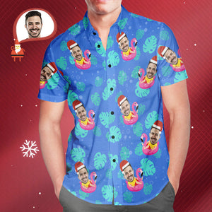 Men's Custom Face Santa Pool Party Hawaiian Shirt Personalised Christmas Gift - MyHawaiianShirtsAU