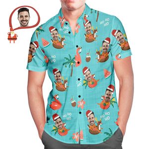 Custom Face Christmas Pool Party Hawaiian Shirt Men's Personalised Christmas Gift - MyHawaiianShirtsAU