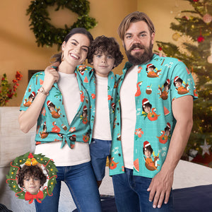 Custom Face Family Matching Hawaiian Outfit Christmas Pool Party Parent-child Wears - MyHawaiianShirtsAU