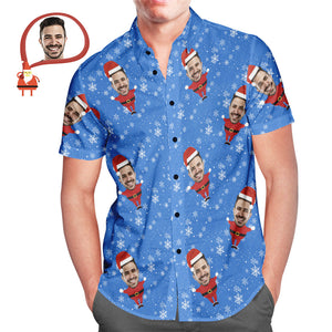 Men's Custom Face Christmas Santa All Over Print Hawaiian Shirt Christmas Gift - MyHawaiianShirtsAU