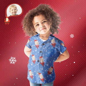Kid's Custom Face Christmas Santa All Over Print Hawaiian Shirt Christmas Gift - MyHawaiianShirtsAU