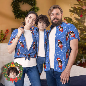 Custom Face Christmas Santa All Over Print Family Matching Hawaiian Outfit - MyHawaiianShirtsAU