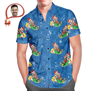 Men's Custom Face Hawaiian Shirt Funny Santa Claus Hawaiian Shirt Christmas Gift - MyHawaiianShirtsAU