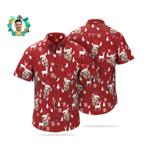 Custom Face Christmas Red Hawaiian Shirts Personalised Photo Shirts Gift For Men - MyHawaiianShirtsAU