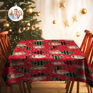 Custom Family Face Christmas Tree Tablecloth Personalized Washable Table Cover Christmas Gift - MadeMineAU