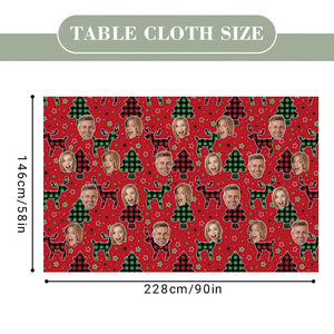 Custom Family Face Christmas Tree Tablecloth Personalized Washable Table Cover Christmas Gift - MadeMineAU