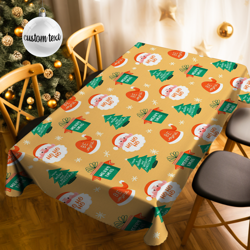 Personalized Text Merry Christmas Tablecloth Custom Washable Table Cover Christmas Gift - MadeMineAU