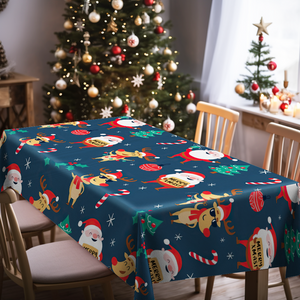 Custom Text Santa and Christmas Elk Tablecloth Personalized Washable Table Cover Christmas Gift - MadeMineAU