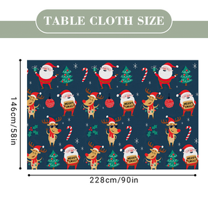 Custom Text Santa and Christmas Elk Tablecloth Personalized Washable Table Cover Christmas Gift - MadeMineAU