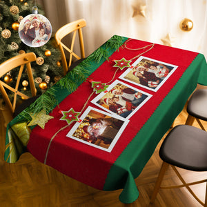 Custom Family Photo Tablecloth Personalized Washable Table Cover Christmas Gift - MadeMineAU