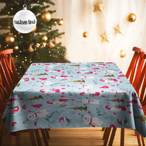 Custom Text Merry Christmas Tablecloth Personalized Washable Table Cover Christmas Gift - MadeMineAU