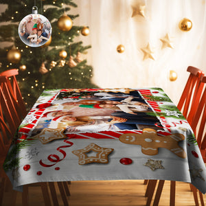 Personalized Family Photo Christmas Tablecloth Custom Washable Table Cover Christmas Gift - MadeMineAU