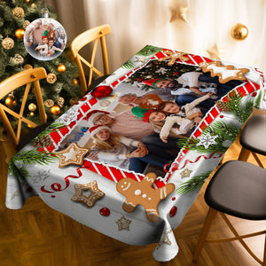 Personalized Family Photo Christmas Tablecloth Custom Washable Table Cover Christmas Gift - MadeMineAU