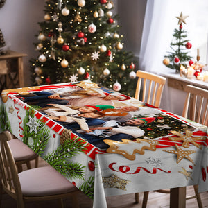 Personalized Family Photo Christmas Tablecloth Custom Washable Table Cover Christmas Gift - MadeMineAU