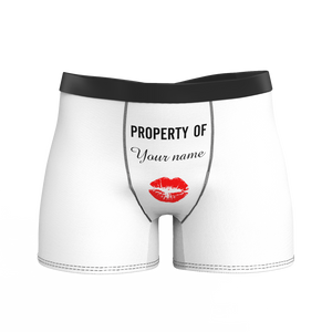 Men's Property of Personalized Name Boxer Shorts - Kiss - MadeMineAU