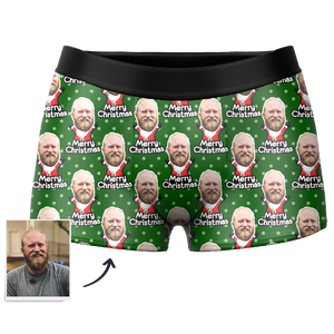 Men's Christmas Gifts Custom Santa Claus Face Boxer Shorts - MadeMineAU