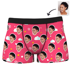 Men's Christmas Gifts Cloud Custom Face Boxer Shorts - MadeMineAU