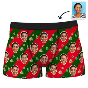 Men's Christmas Gifts Stripe Custom Face Boxer Shorts - MadeMineAU