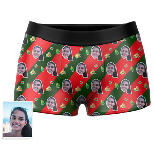Men's Christmas Gifts Stripe Custom Face Boxer Shorts - MadeMineAU