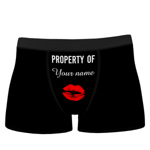 Men's Property of Personalized Name Boxer Shorts - Kiss - MadeMineAU