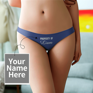 Women's  Custom Name Property of Thong Panty - Solid Color - MadeMineAU