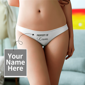 Women's  Custom Name Property of Thong Panty - Solid Color - MadeMineAU