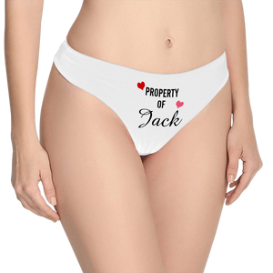 Women's Plain Custom Name Property of Thong Panty - heart - MadeMineAU