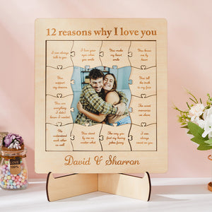 12 Reasons Why I Love You Custom Photo Name Acrylic Wooden Puzzle