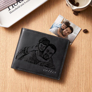 Personalized Photo Engraved Men's Flip Wallet Black - MadeMineAU